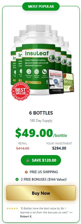 Buy InsuLeaf 6 bottle best value